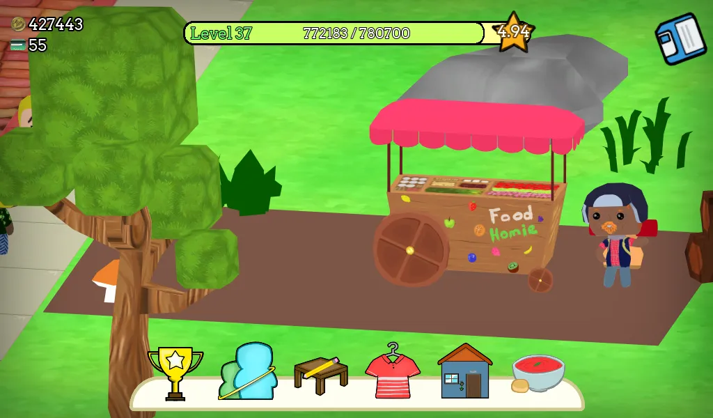 The finished market shop cart with Aldi, the NPC who sells ingredients