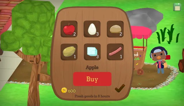 The market shop modal menu used to buy ingredients.